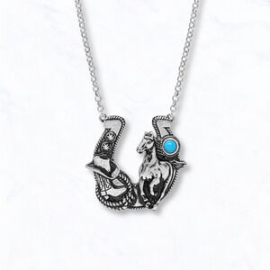 Cowboy Boot & Horse Turquoise Pendant Necklace